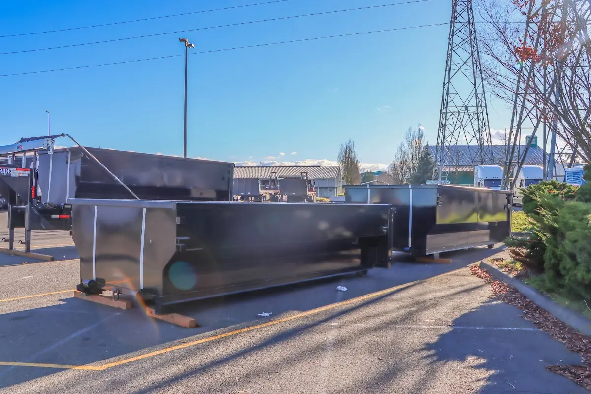 Roll-off dumpster ready for waste disposal at job site for Construction Dumpster Rental in Franklin Farm